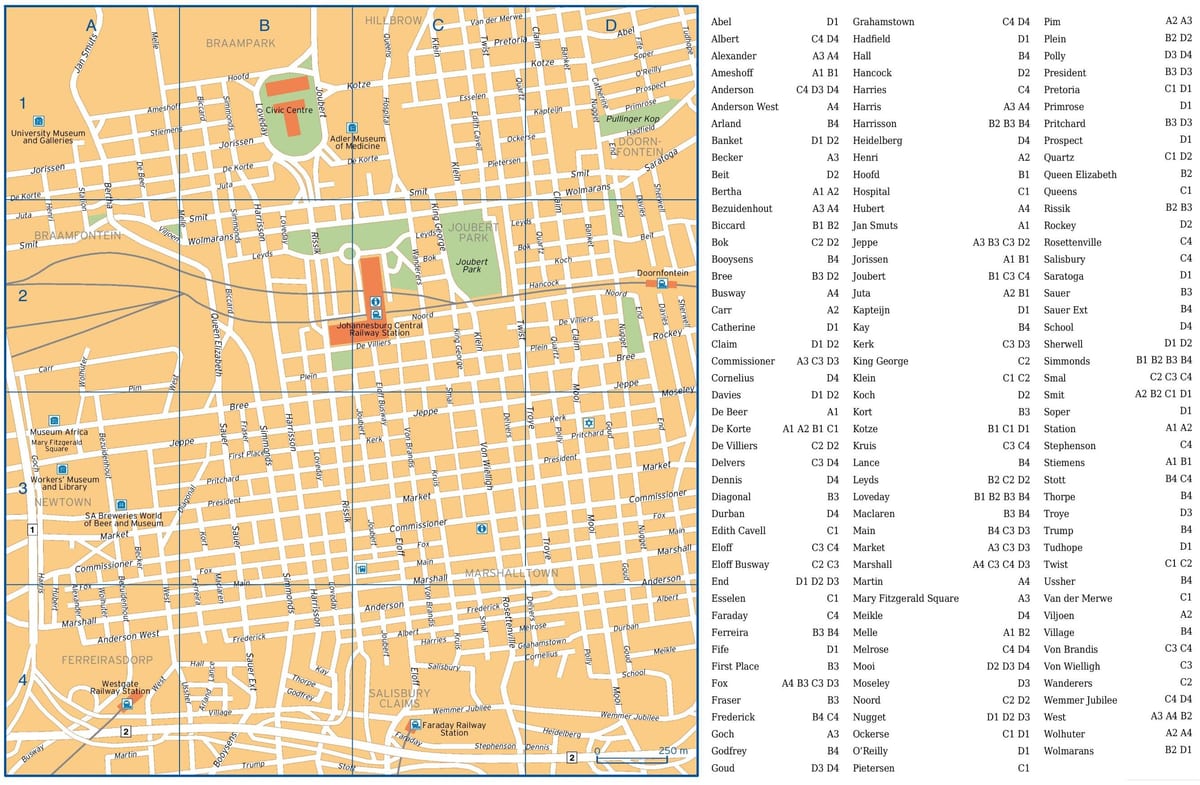 Johannesburg (Joburg Jozi) stratenplan