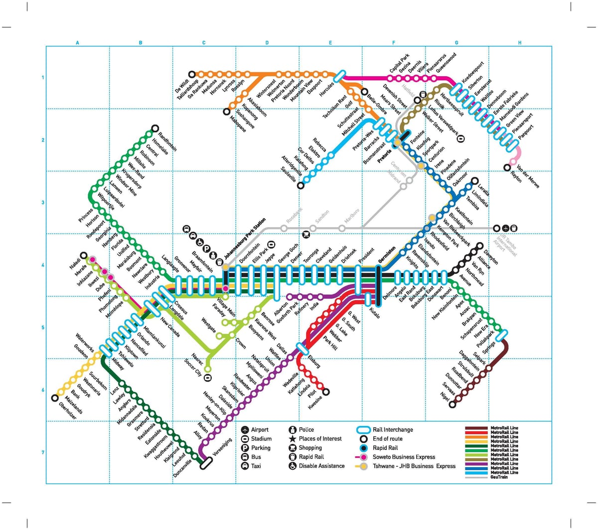 Johannesburg (Joburg Jozi) stationskaart
