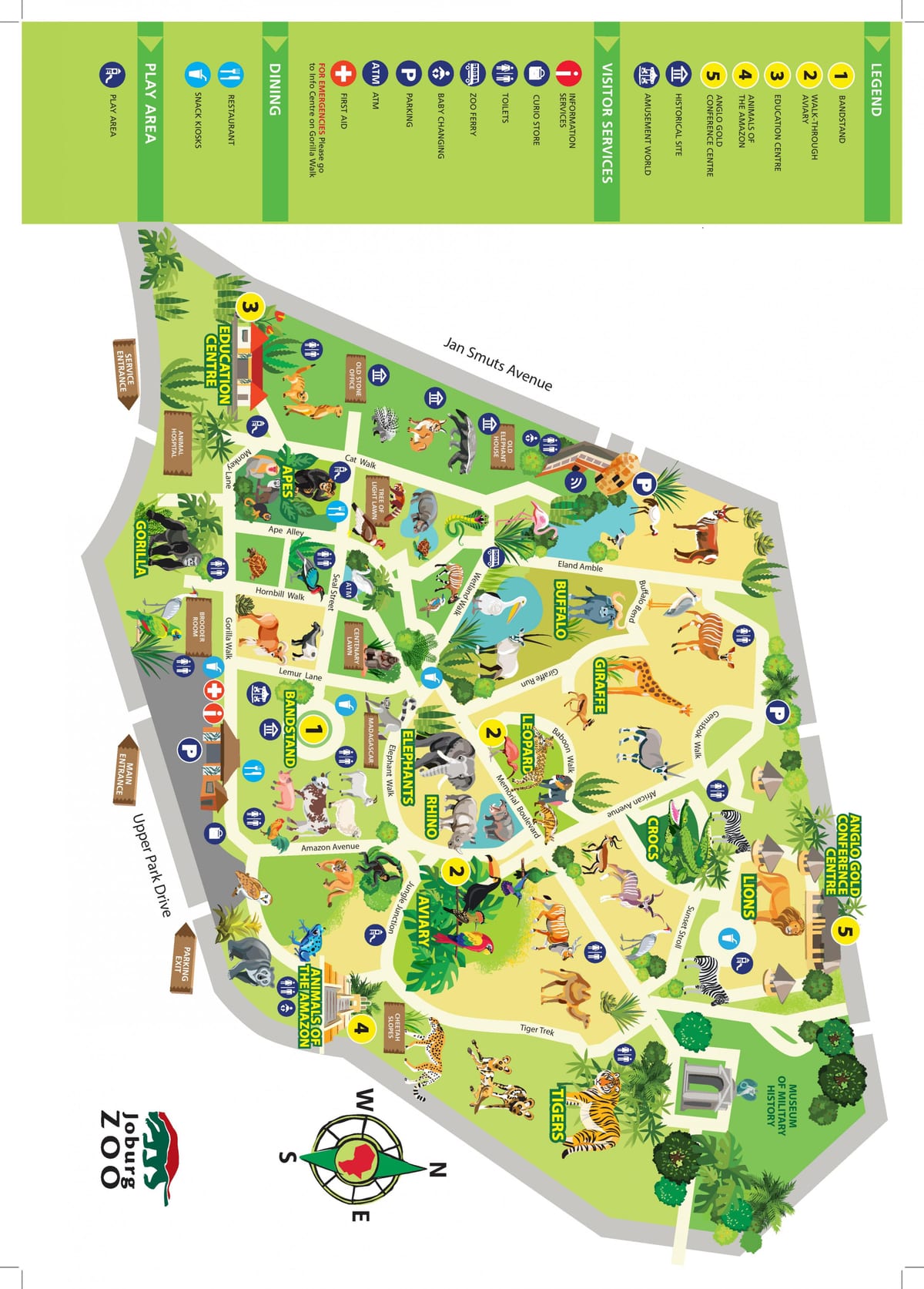 Johannesburg (Joburg Jozi) dierentuin park plattegrond