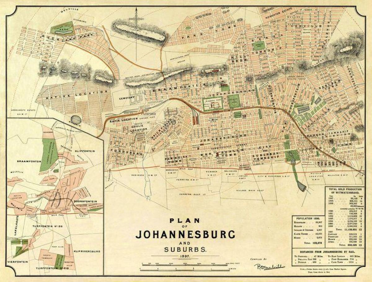 Johannesburg (Joburg Jozi) antieke kaart